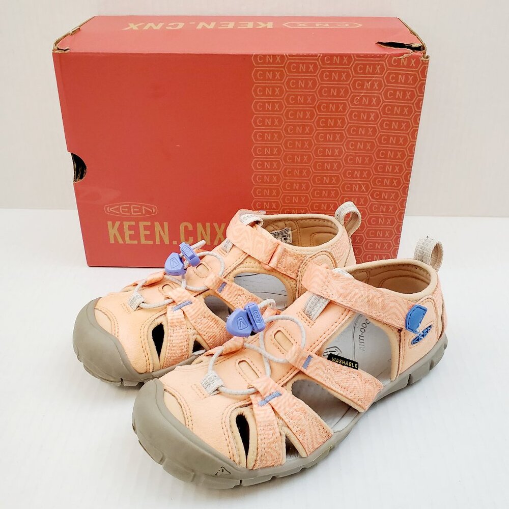 KEEN Seacamp II CNX Girls Youth / Kids Size 1 Water Sandal Shoes Papaya & Marina